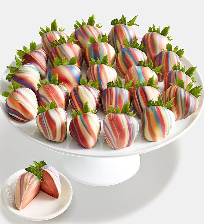 Rainbow Swirl Artisan Belgian Chocolate Strawberries